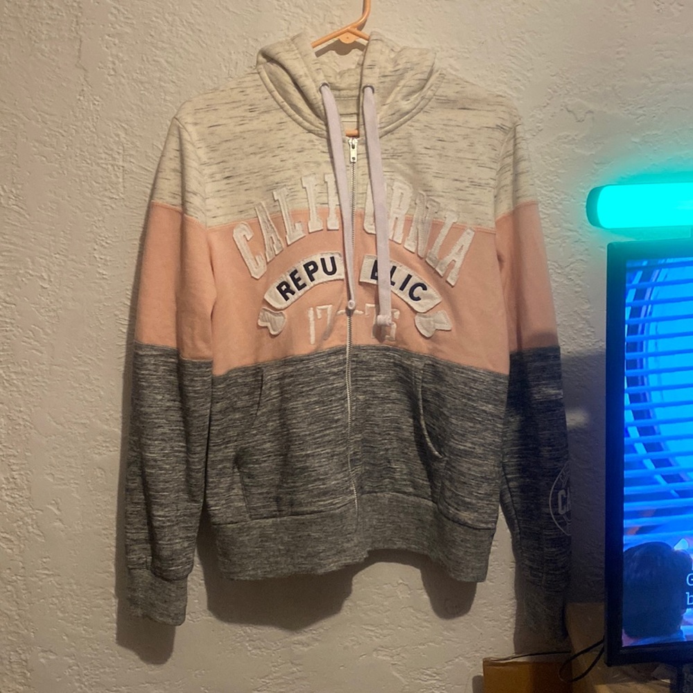 California Republic zip up jacket,Pink,White and Grey,size 1XL,thrifted